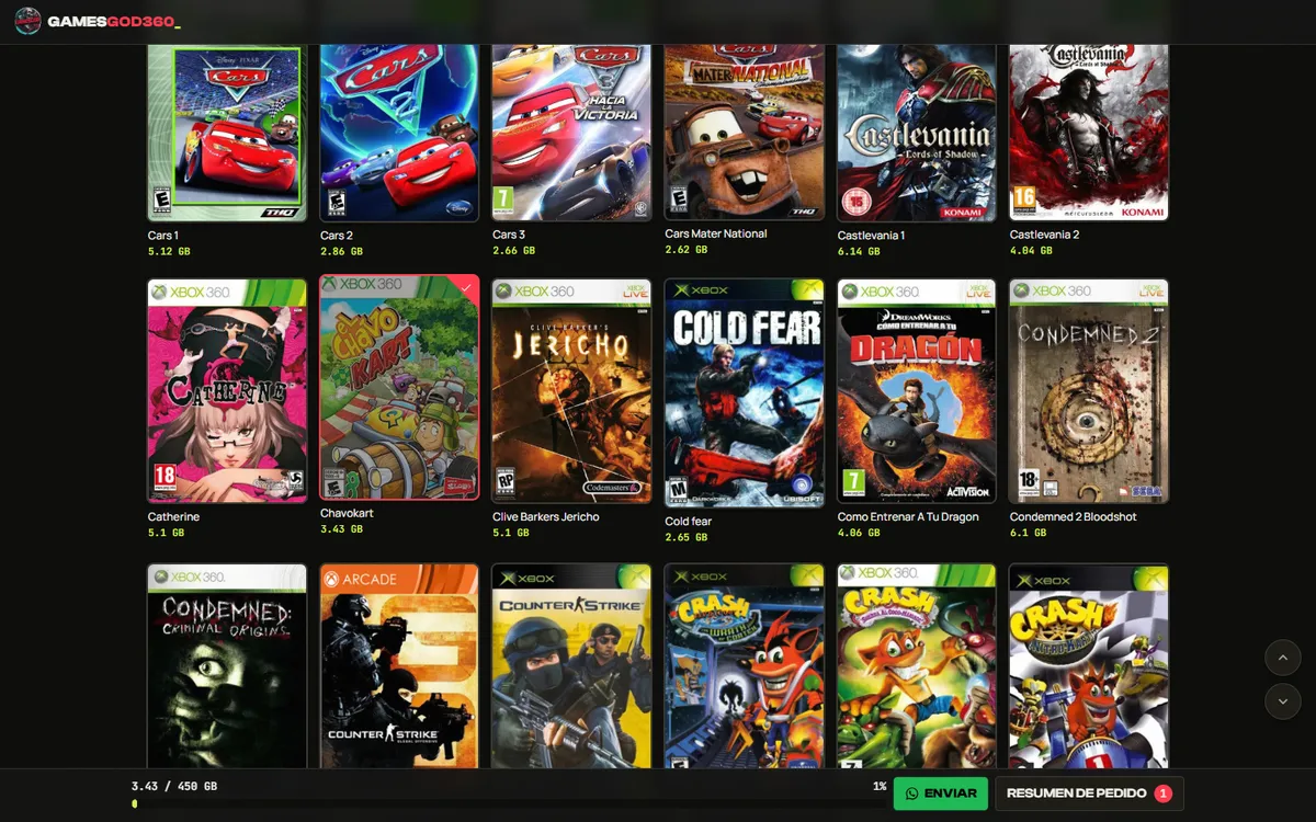 GamesGod360 cover: preloaded Xbox 360 hard-drive catalog