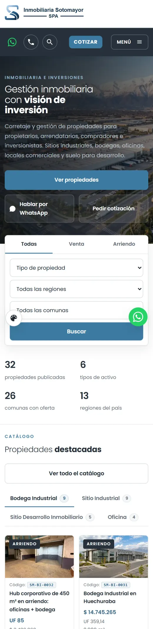 Inmobiliaria Sotomayor, buscador con mapa hecho por Rameseba