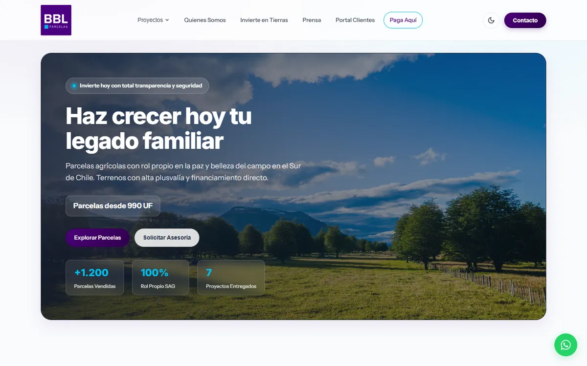 Parcelas BBL cover: land investment in southern Chile
