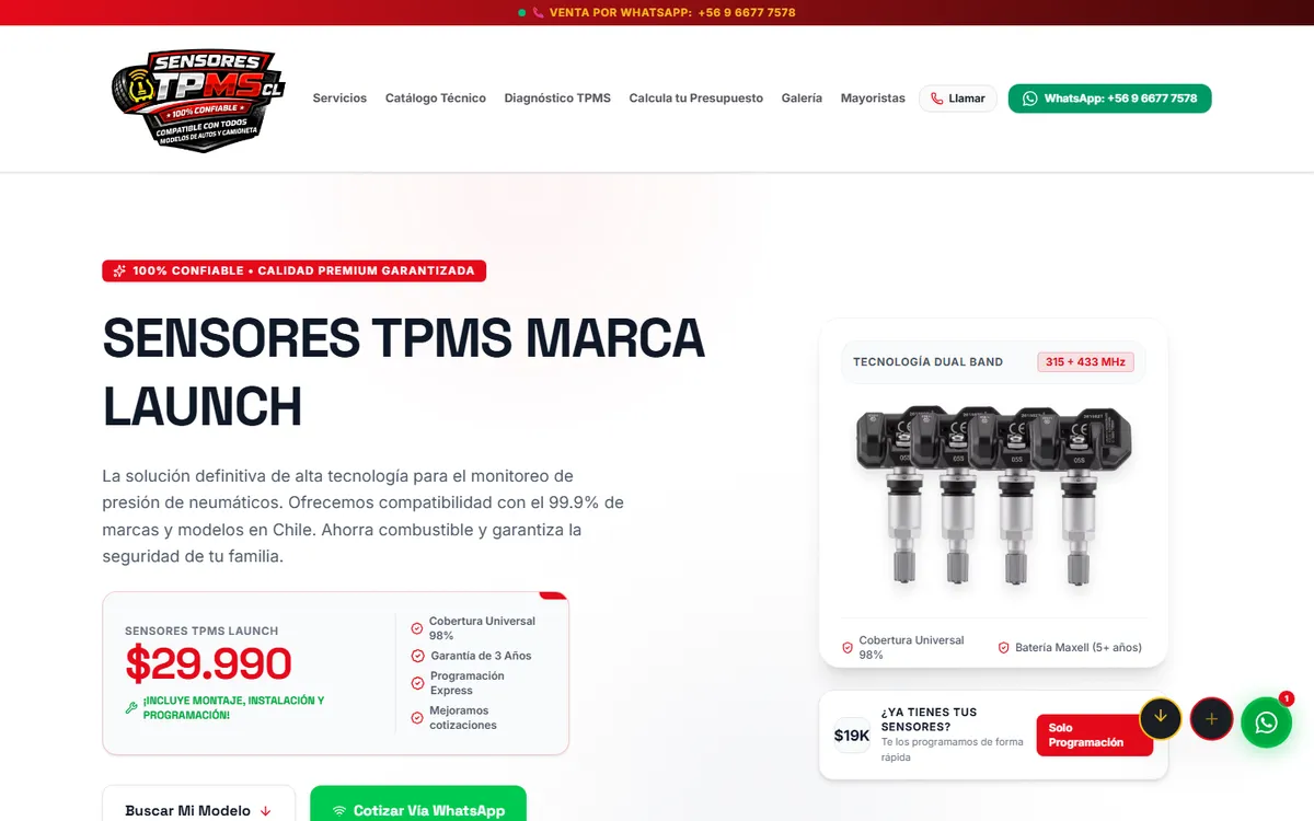 Sensores TPMS Chile cover: tire pressure sensor platform