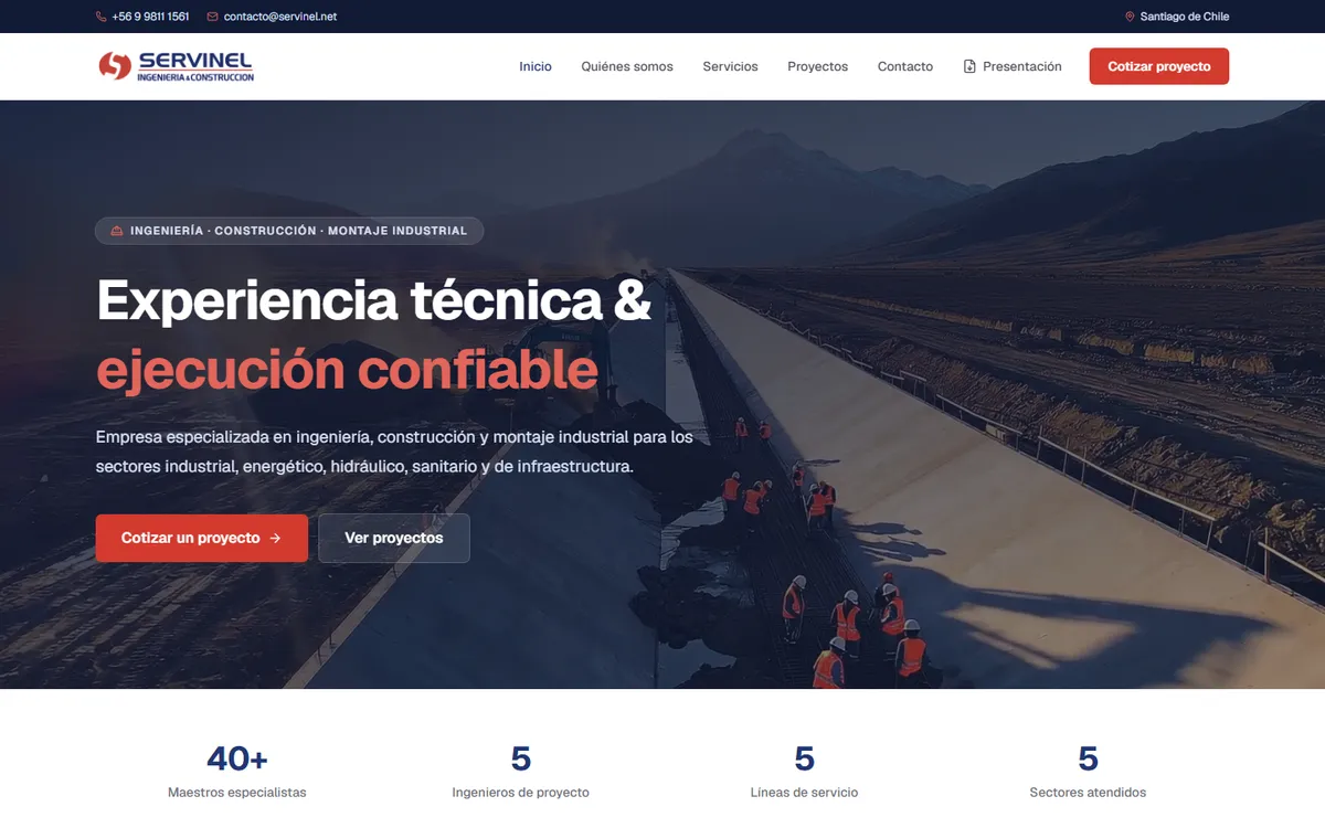 Servinel cover: engineering, construction, and industrial assembly